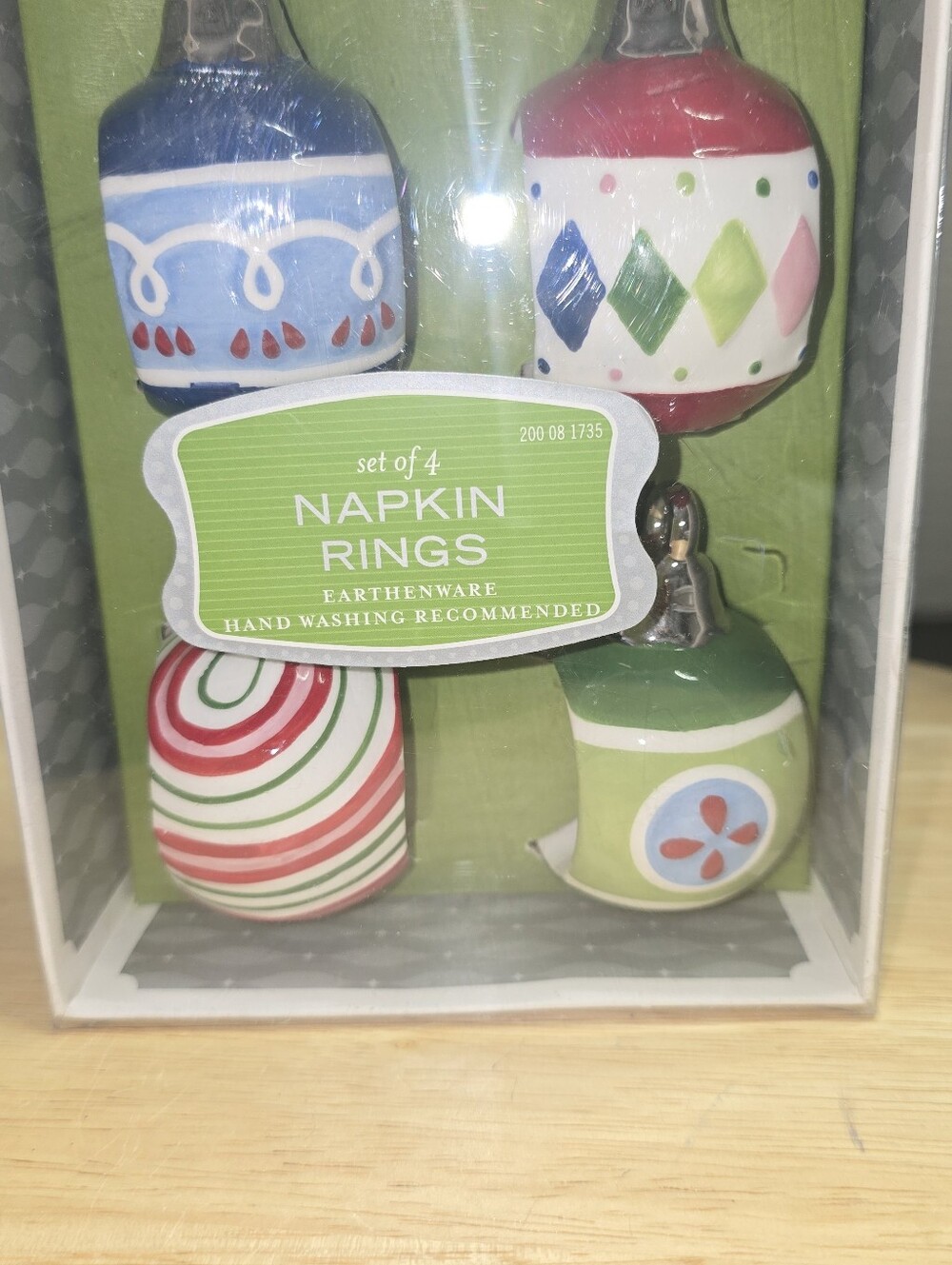 Earthenware Christmas Ornament Napkin Rings